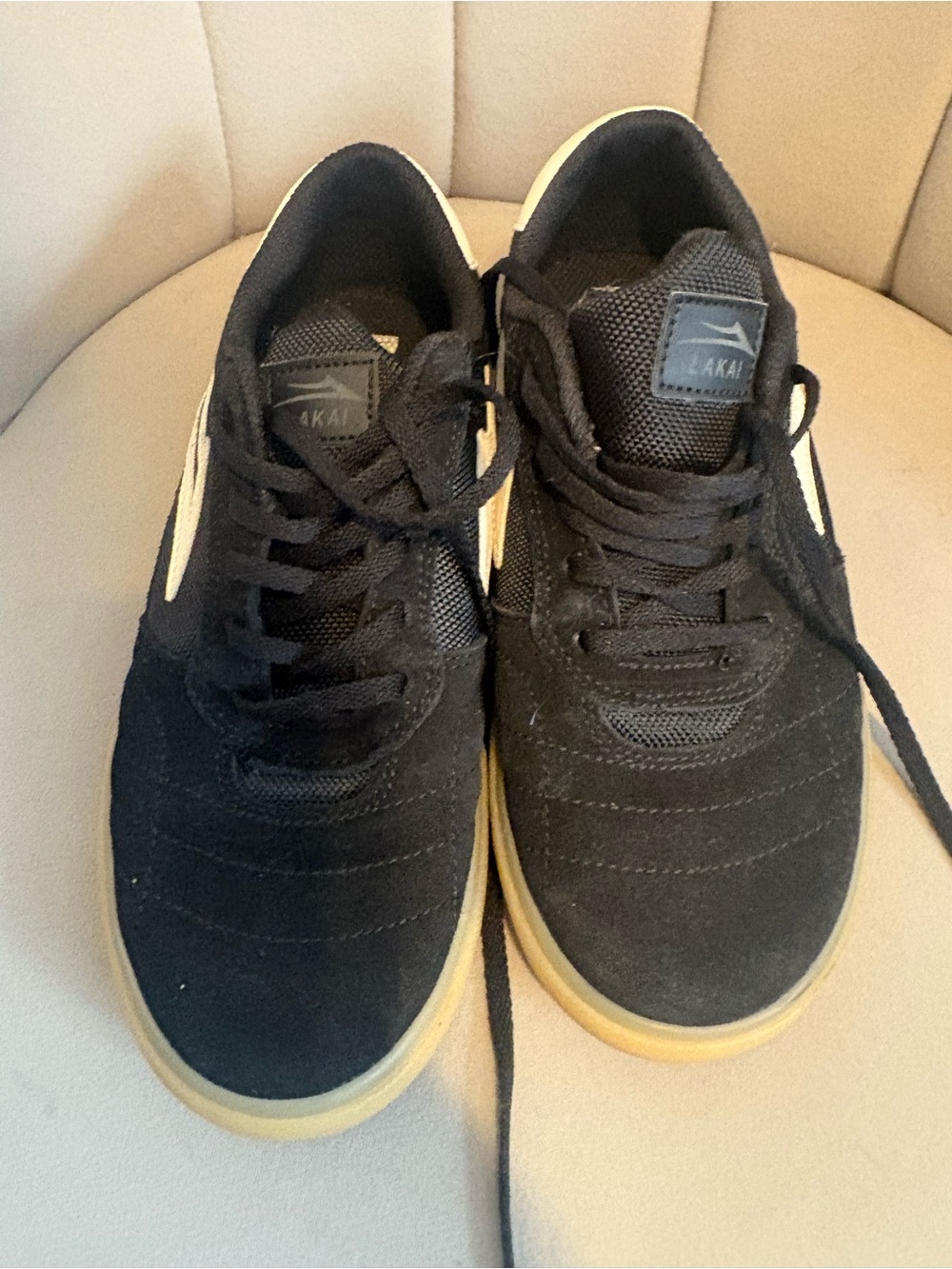 Men's Black Suede Skate Sneakers with Gum Sole